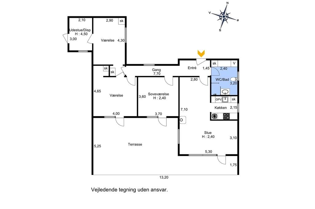Indretning 1-174 Sommerhus M21010, Sv. Månssonsvej 20, DK - 4874 Gedser
