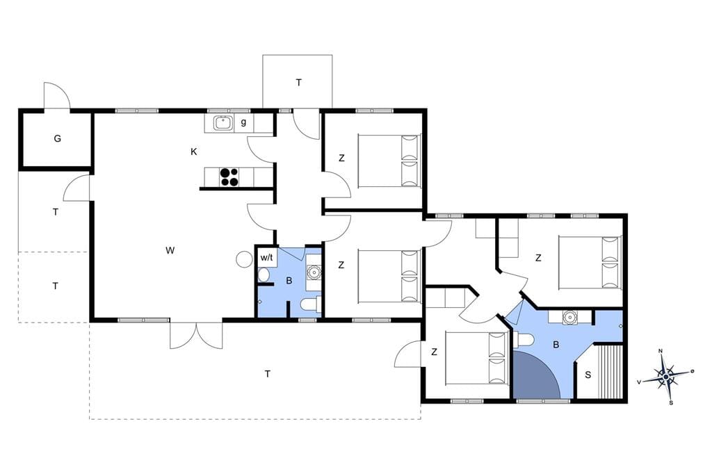 Innredning 1-14 Feirehus 1639, Bloksbjerg 57, DK - 9492 Blokhus