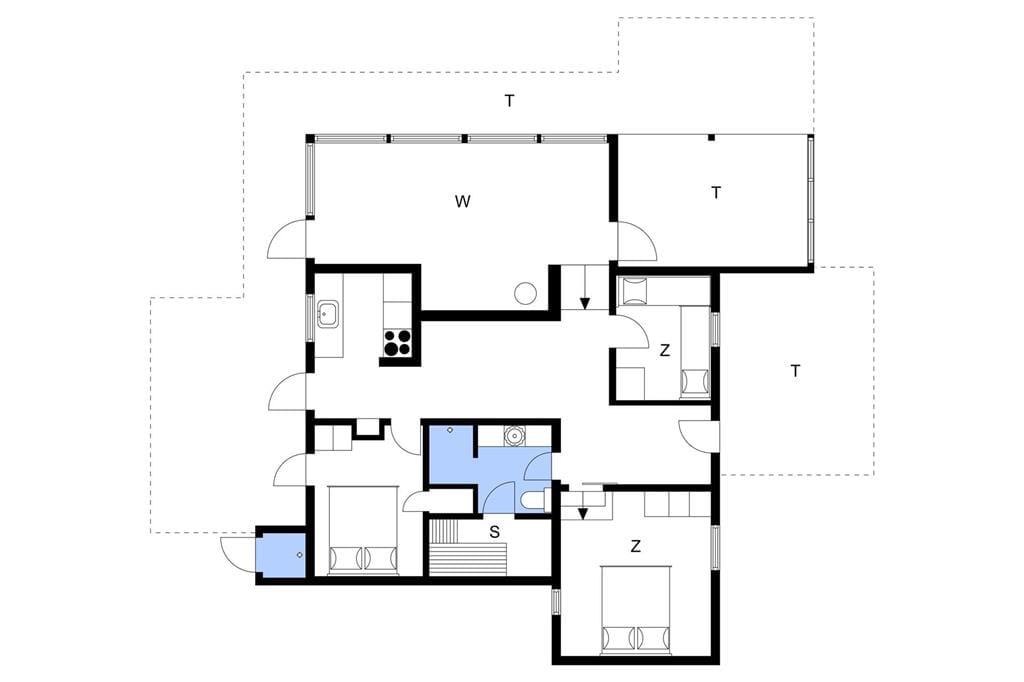 Innredning 1-176 Feirehus BL124, Klitvejen 75, DK - 9492 Blokhus