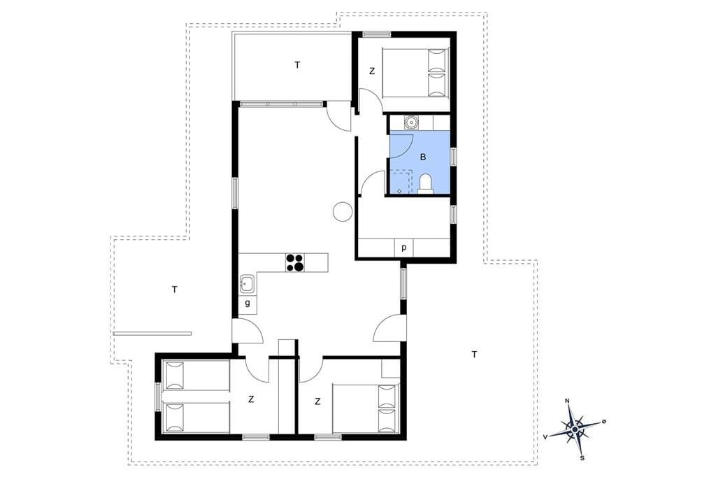 Indretning 1-148 Sommerhus TV1100, Nordlysvej 16, DK - 9881 Bindslev