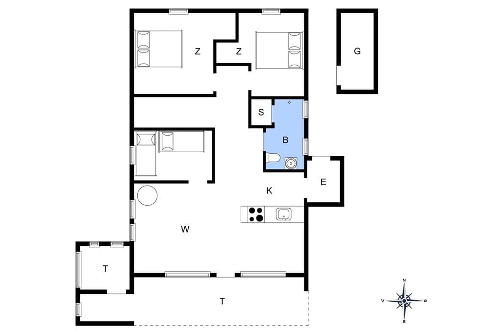 Indretning 1-4 Sommerhus 119, Regnspovedalen 17, DK - 6950 Ringkøbing