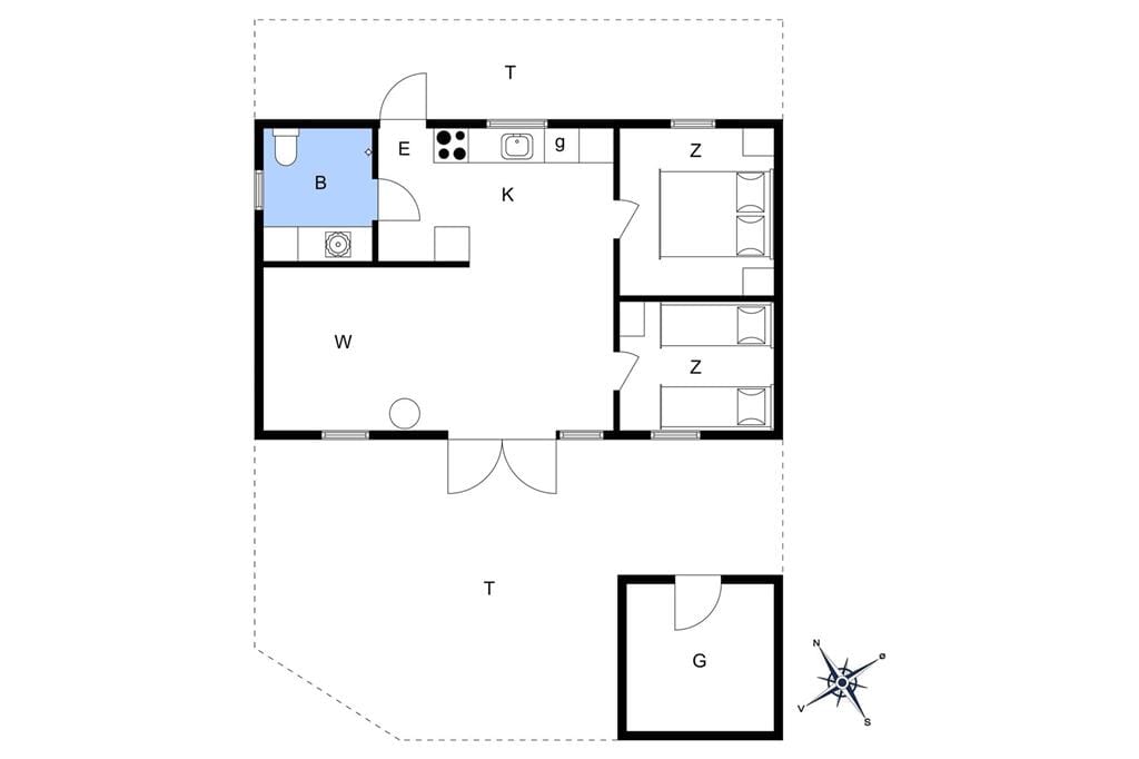 Indretning 1-22 Sommerhus C11006, Bork Hytteby 45, DK - 6893 Hemmet