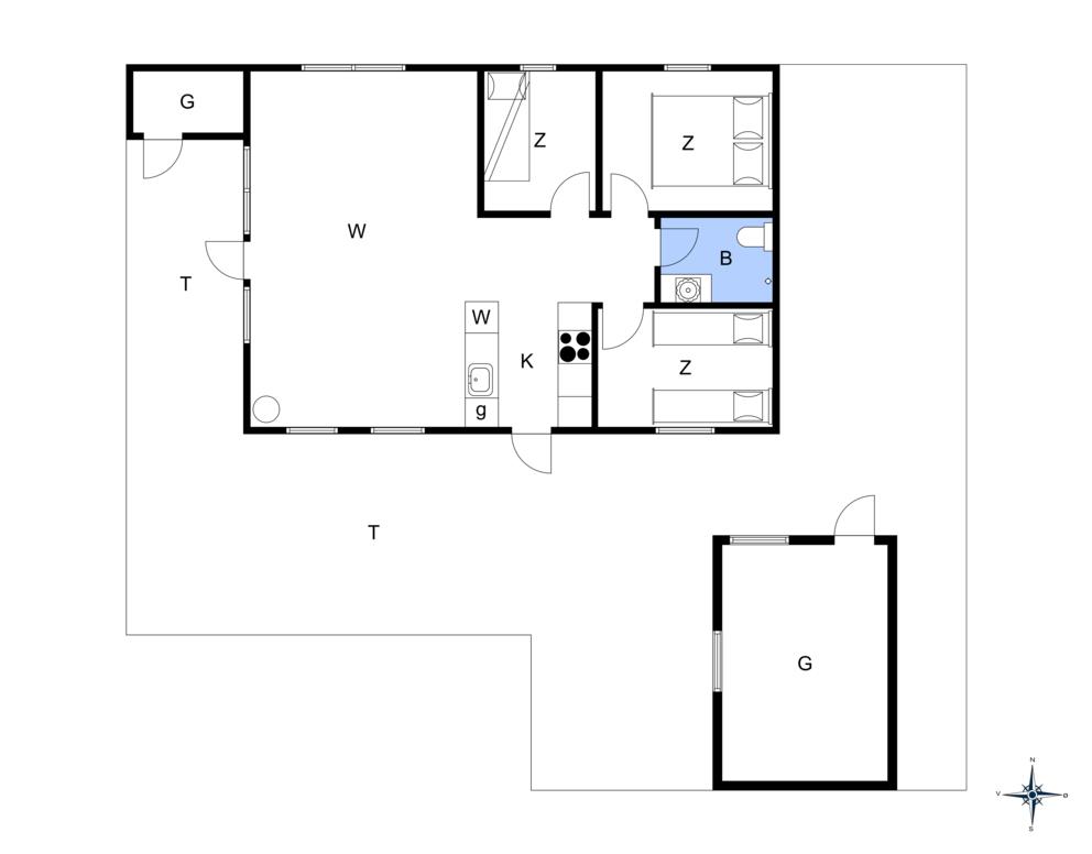 Indretning 1-172 Sommerhus JB115, Blåbærstien 9, DK - 9690 Fjerritslev