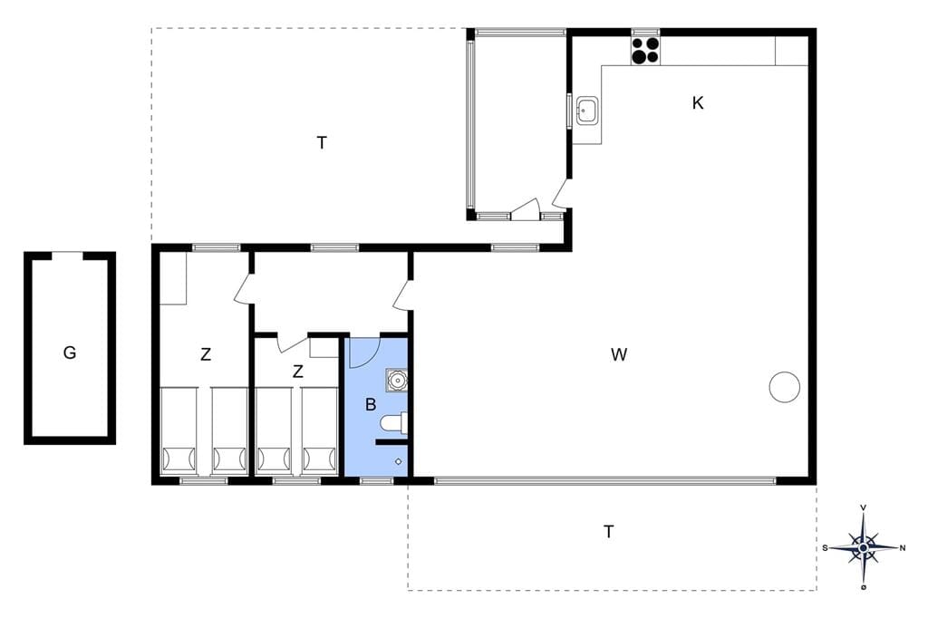 Innredning 1-4 Feirehus 501, Havvej 40, DK - 6960 Hvide Sande