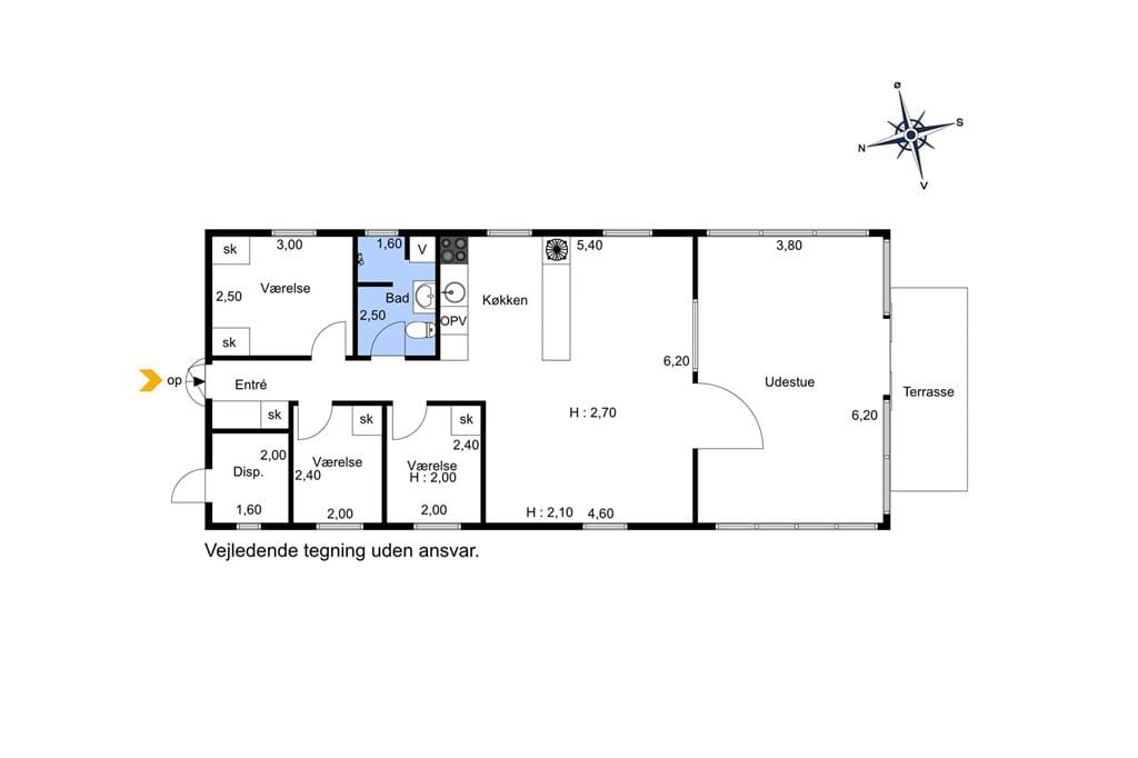 Indretning 1-174 Sommerhus M15012, Skovlystvej 40, DK - 4873 Væggerløse