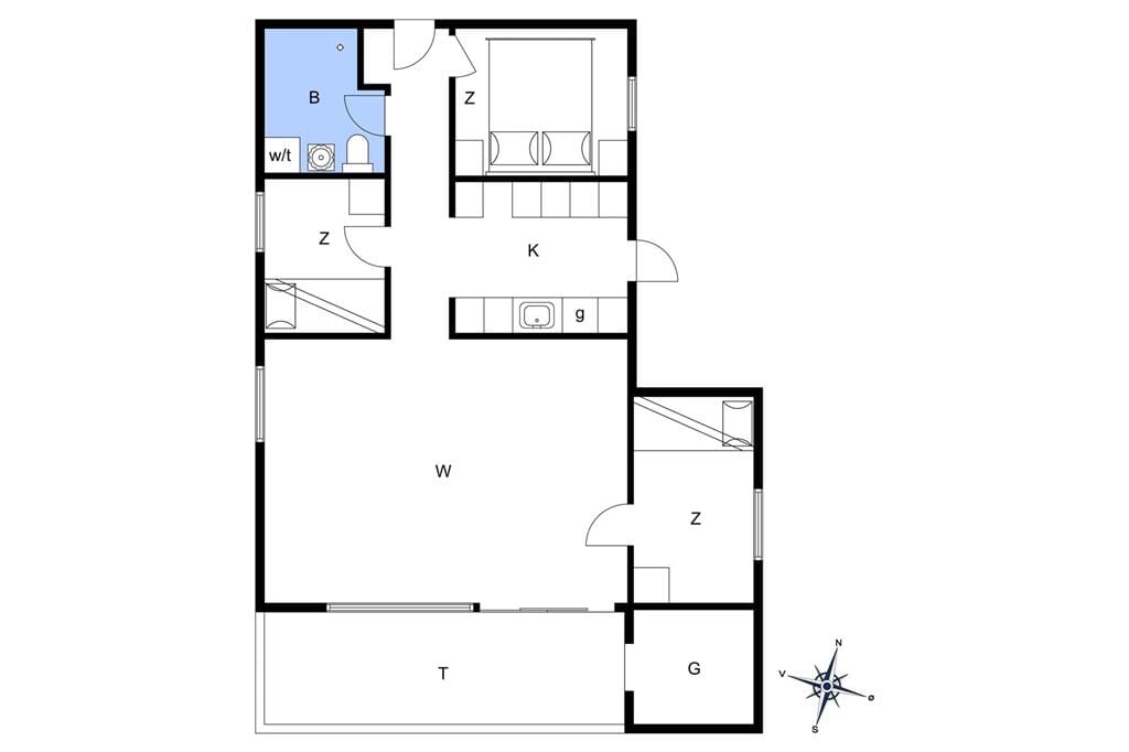 Indretning 1-148 Sommerhus TV1219, Kornblomstvej 22, DK - 9881 Bindslev