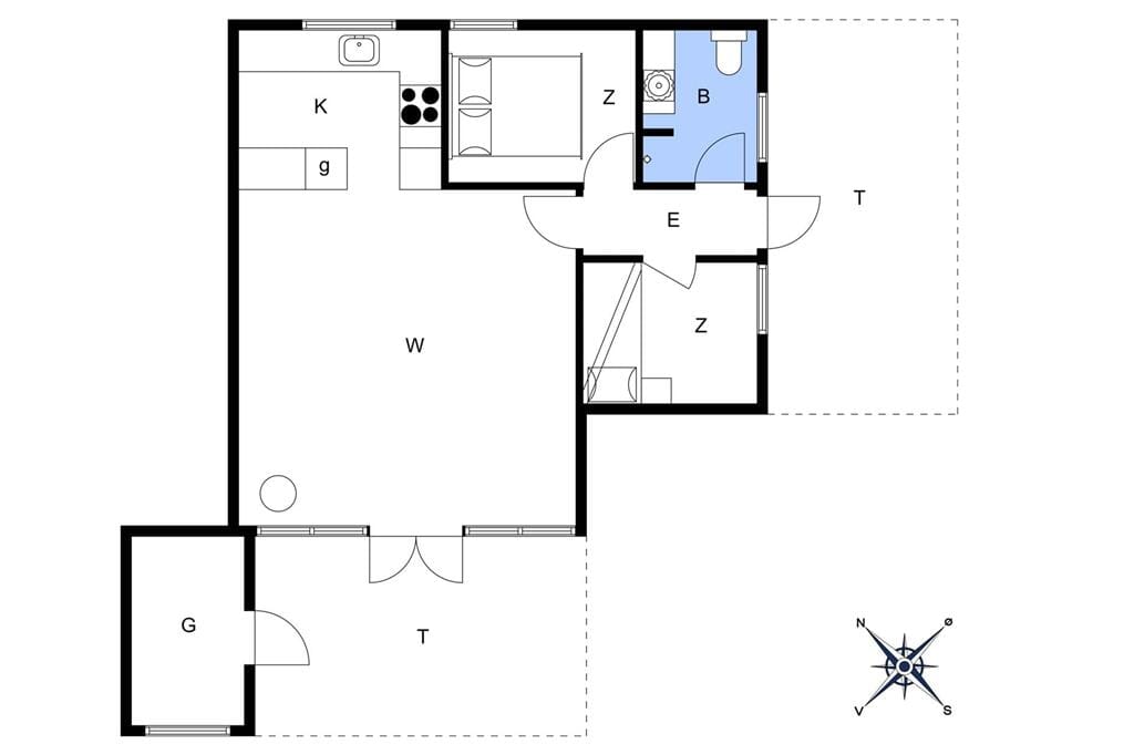 Indretning 1-14 Sommerhus 1560, Hunetorp Klitvej 61, DK - 9490 Pandrup