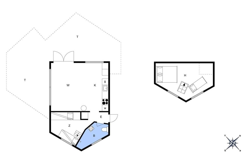 Indretning 1-3 Sommerhus F300243, Laksestien 23, DK - 6933 Kibæk