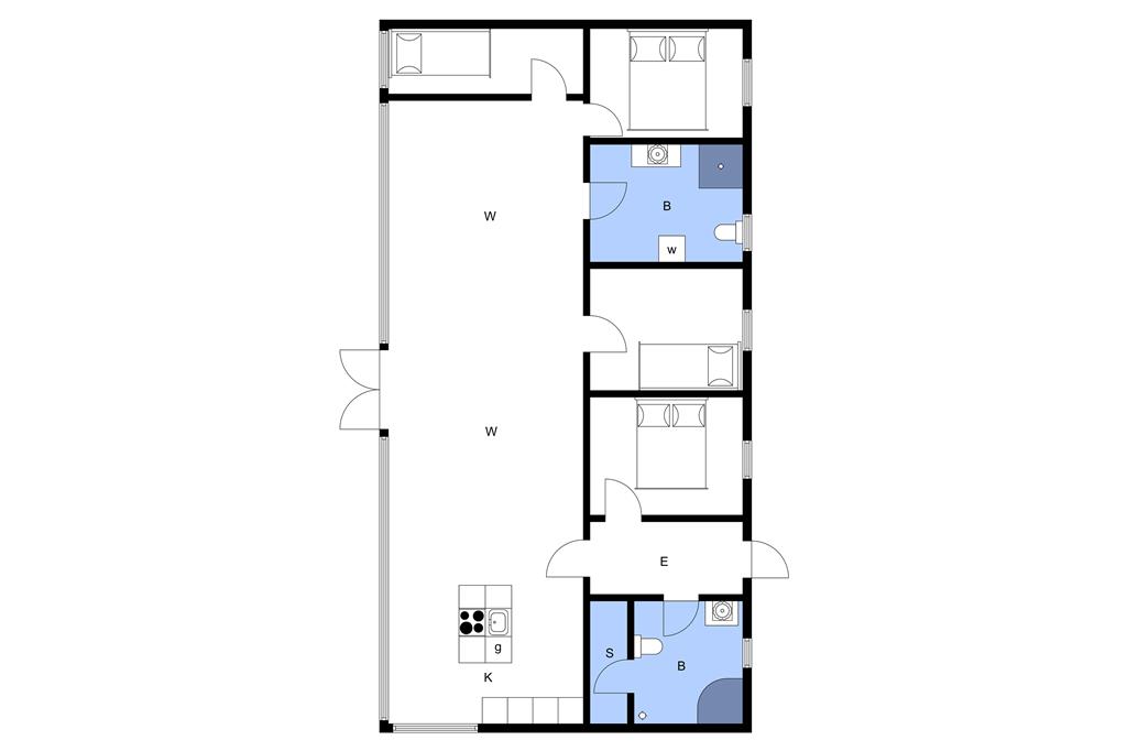 Indretning 1-3 Sommerhus M67333, Piledybet 52, DK - 5932 Humble