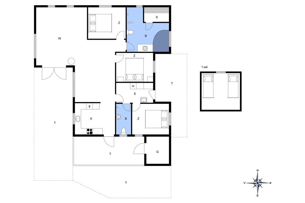 Indretning 1-148 Sommerhus TV1208, Høgevej 6, DK - 9881 Bindslev