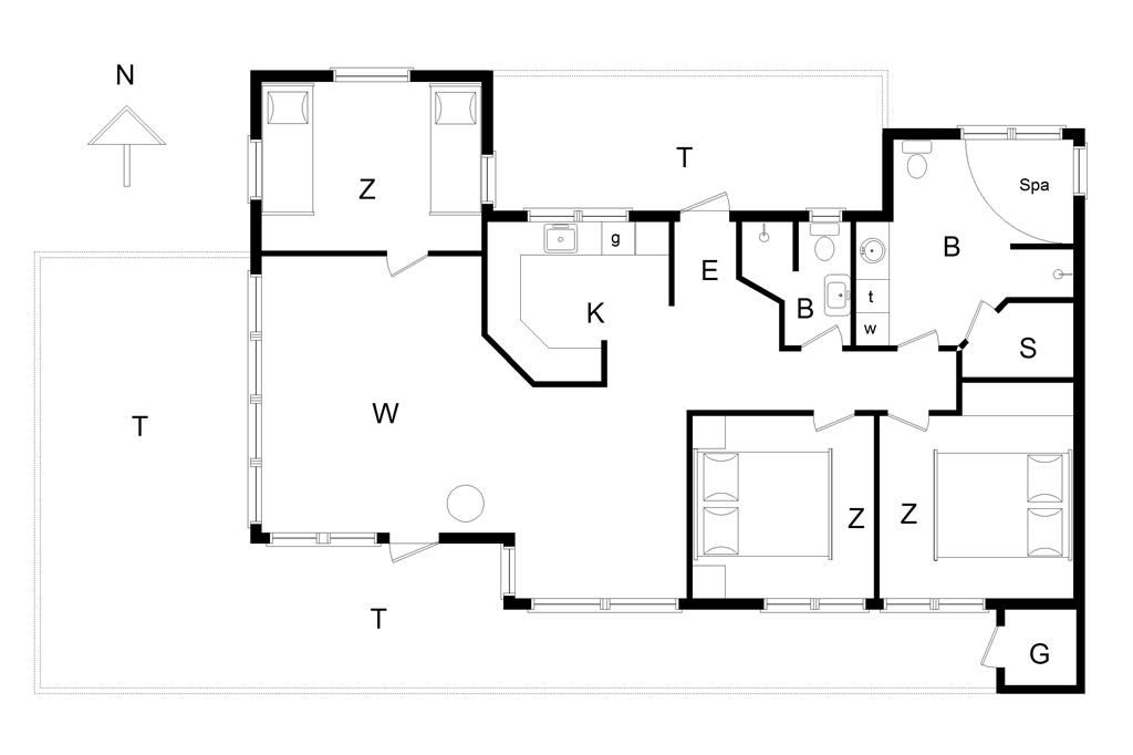 Indretning 1-14 Sommerhus 455, Rødhus Skolevej 52, DK - 9490 Pandrup