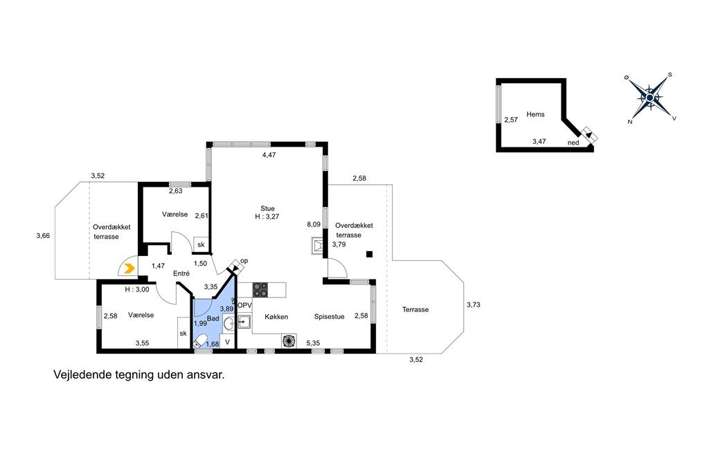 Indretning 1-19 Sommerhus 30091, Norsmindevej 208, DK - 8340 Malling