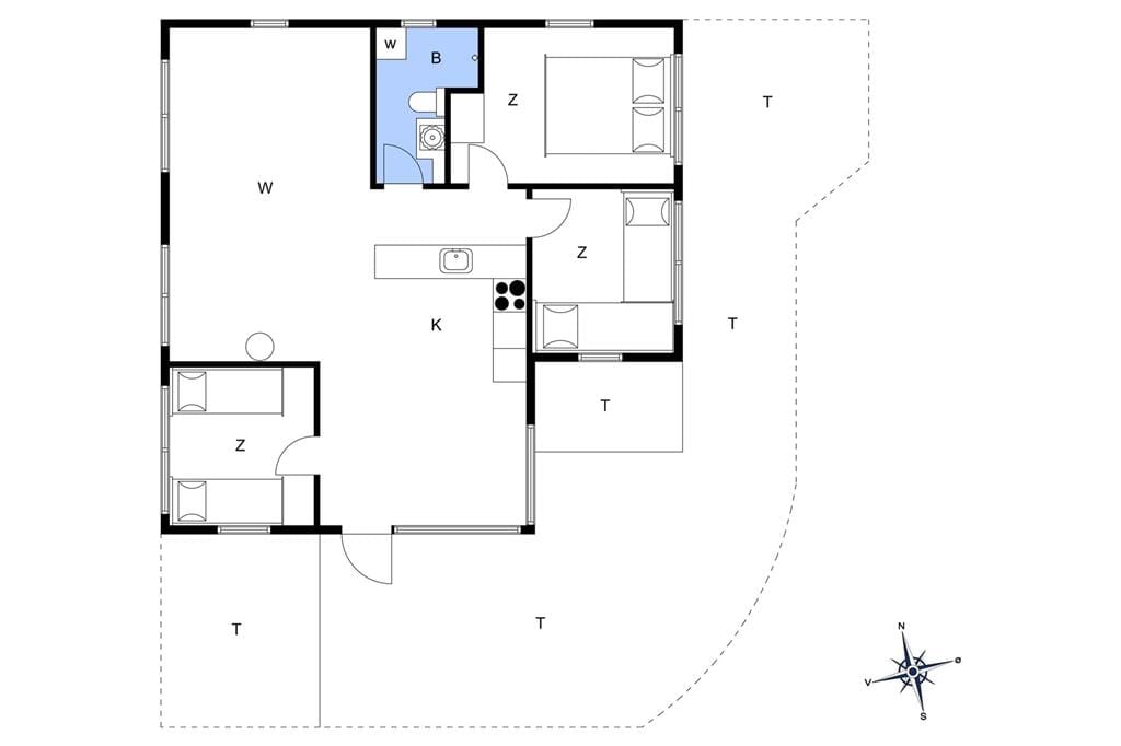 Indretning 1-172 Sommerhus JB138, C.J. Thaningsvej 3, DK - 9690 Fjerritslev