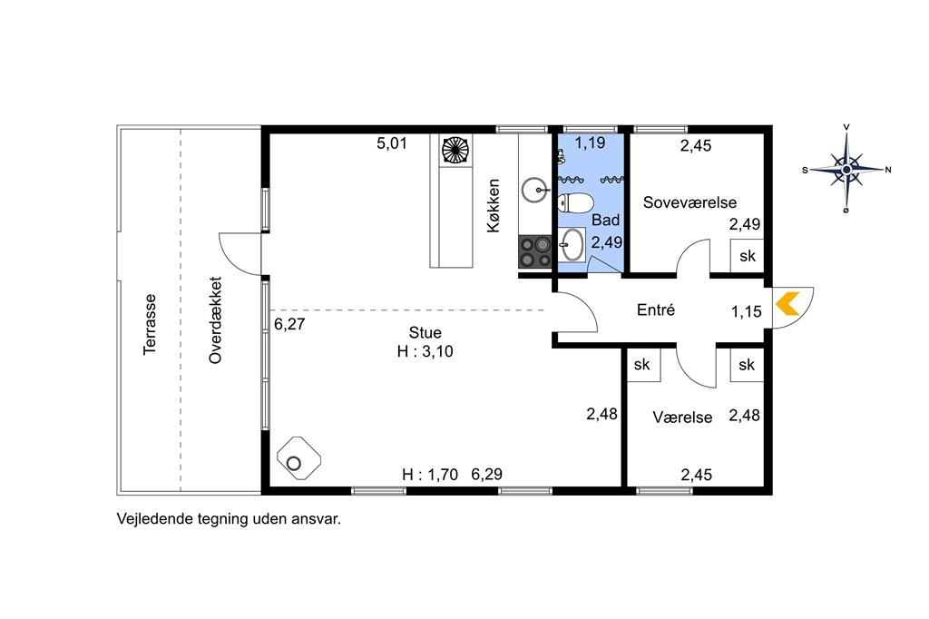 Indretning 1-401 Sommerhus HA241, Knudsvej 11, DK - 9370 Hals