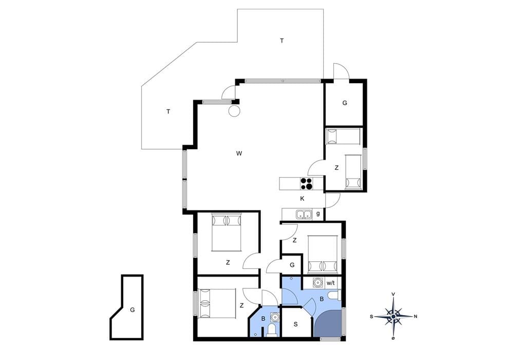 Indretning 1-148 Sommerhus TV1330, Kornblomstvej 3, DK - 9881 Bindslev