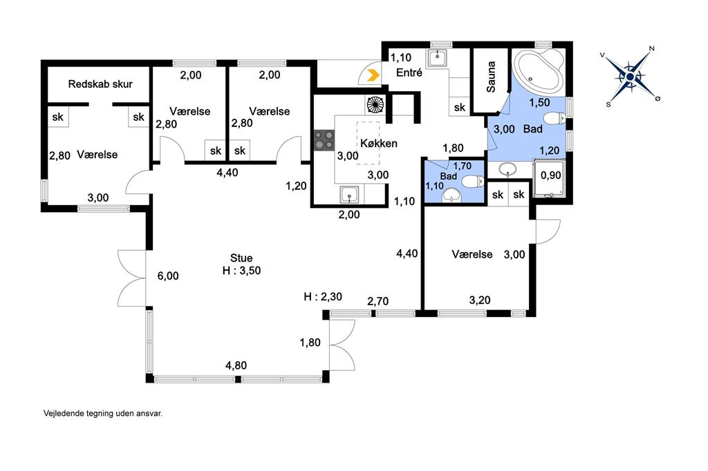 Indretning 1-23 Sommerhus 8451, Fyrrevej 9, DK - 8420 Knebel