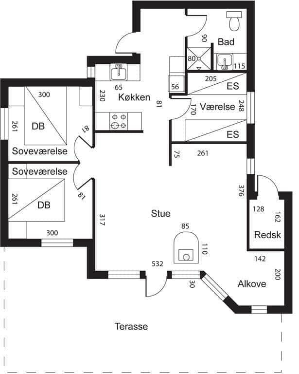 Indretning 1-15 Sommerhus R960, Strandlaugsvej 19, DK - 4673 Rødvig Stevns