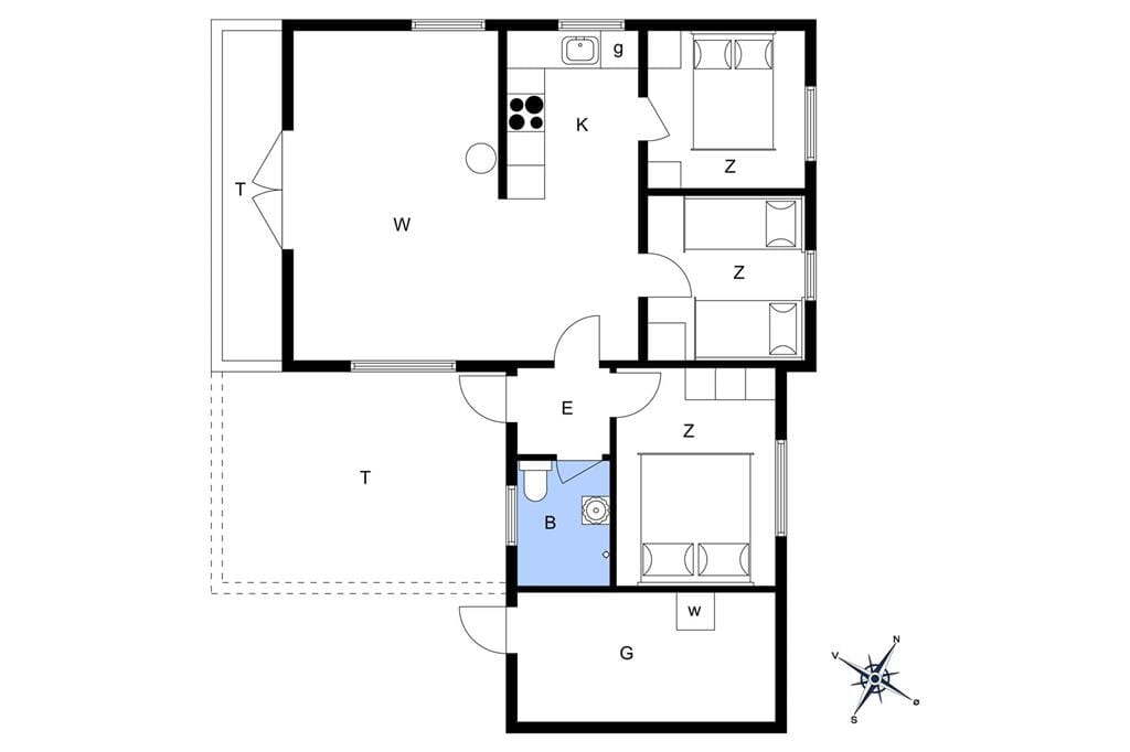 Indretning 1-148 Sommerhus TV1221, Kornblomstvej 5, DK - 9881 Bindslev