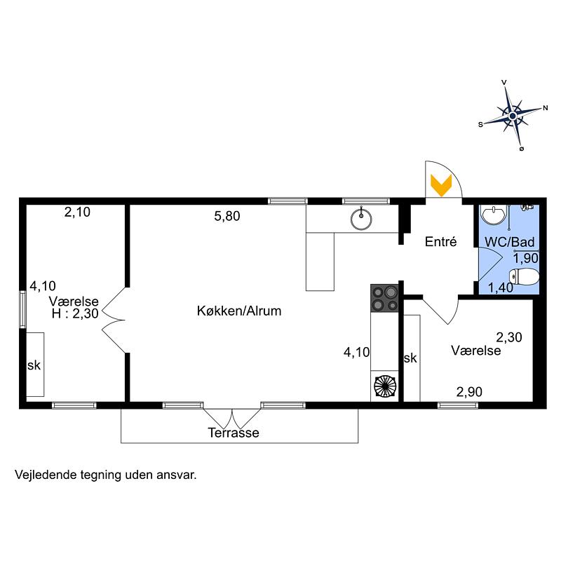 Indretning 1-174 Sommerhus M22002, Tjørnevænget 5, DK - 4850 Stubbekøbing