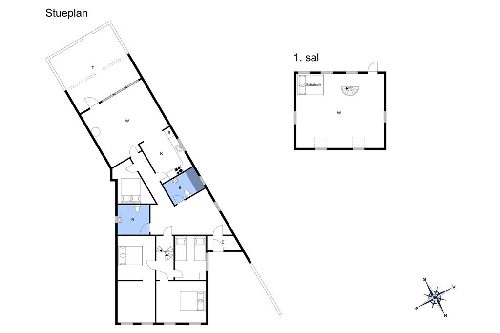 Innredning 1-3 Feirehus M70510, Østerbro 10, DK - 5985 Søby Ærø