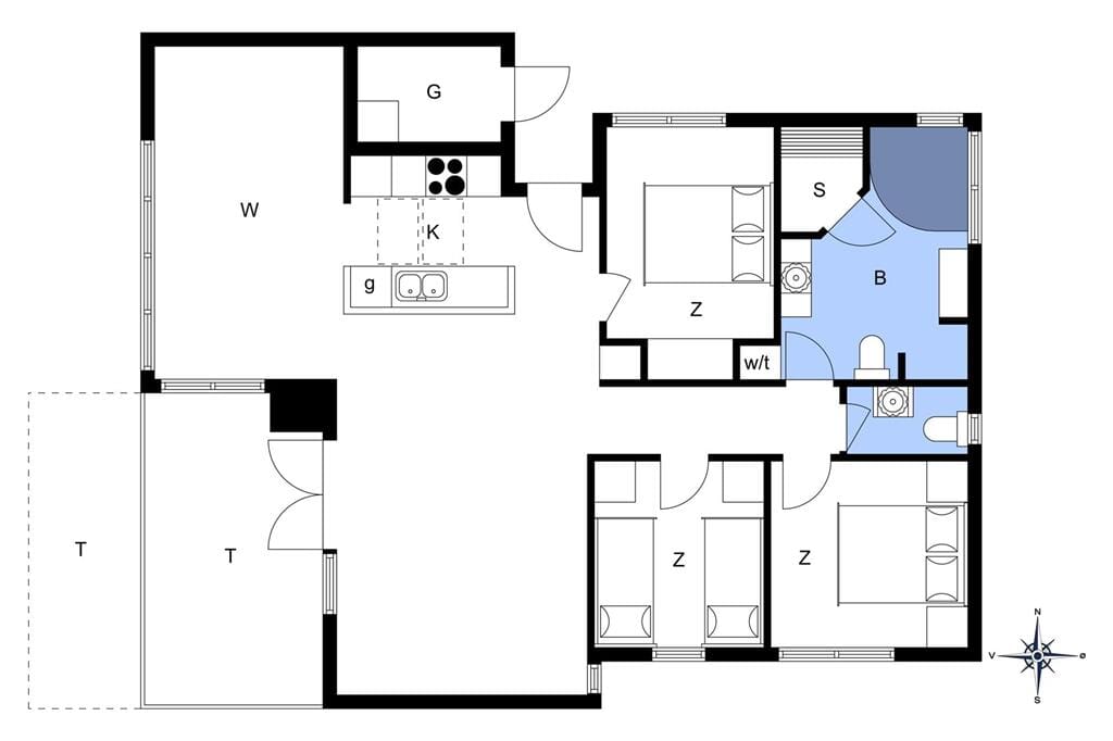 Indretning 1-172 Sommerhus JB955, Kronvildtvej 206, DK - 9460 Brovst